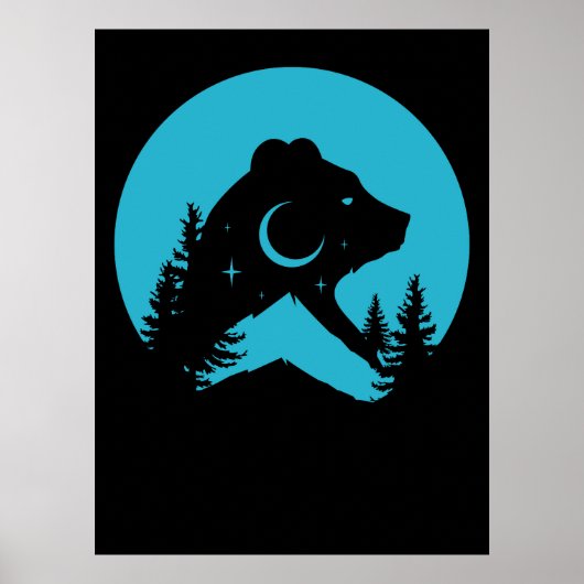 Bärenberg Night Forest Silhouette Poster (Vorne)