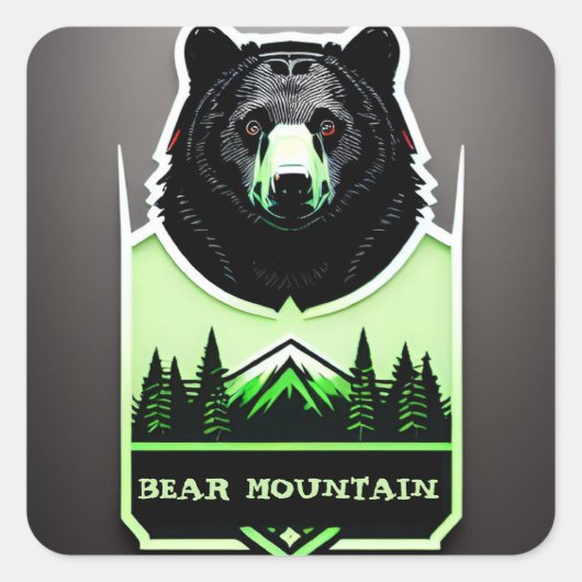 Bärenberg Quadratischer Aufkleber (Vorderseite)