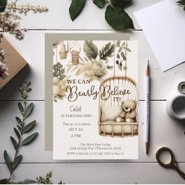 Bärenboho botanischer erster Geburtstag Einladung