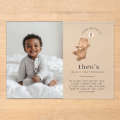 Bärencreme Ballon Foto 1. Geburtstag Einladung (Vorderseite)