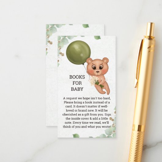 Bärenduschbücher für Babywaschkarten Begleitkarte (Vorderseite/Rückseite Beispiel)