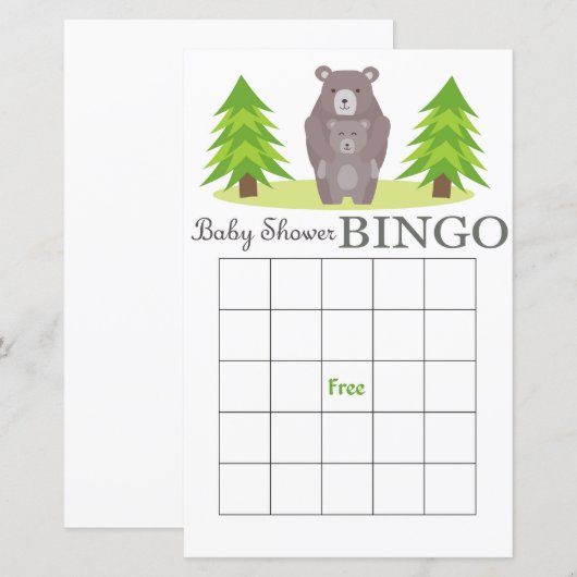 Bärenduschkarte, Holzbingo (Vorne/Hinten)