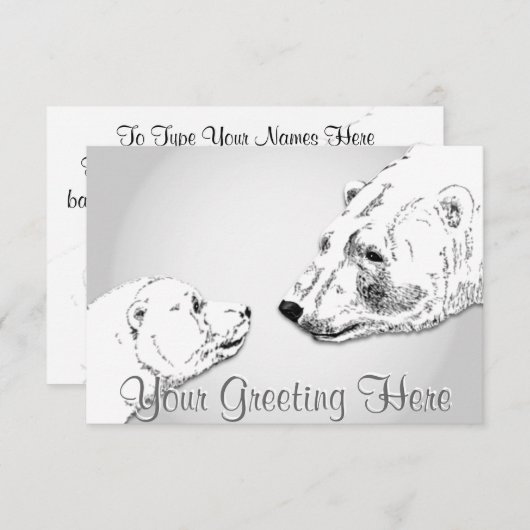 Bäreneinladungen Personalisiert Polar Bären Cubs C Einladung (Vorne/Hinten)