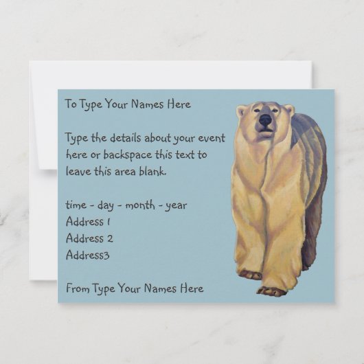 Bäreneinladungen Personalisiert Polar Bear Art Car Einladung (Rückseite)