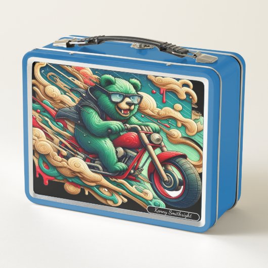 Bärenfahrradabenteuer Metall Brotdose (Rückseite)