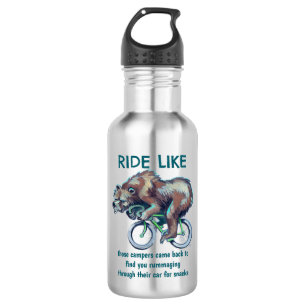 Bärenfahrt mit dem Fahrrad Motivierend Edelstahlflasche