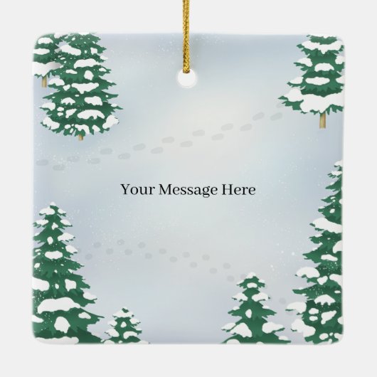 Bärenfamilie bei Zuhause Gemütliche Holzhütte Pers Keramikornament (Rückseite)