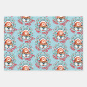 Bärenfamilie Frohe Weihnachtsblau rot Geschenkpapier Set (Vorderseite)