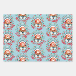 Bärenfamilie Frohe Weihnachtsblau rot Geschenkpapier Set