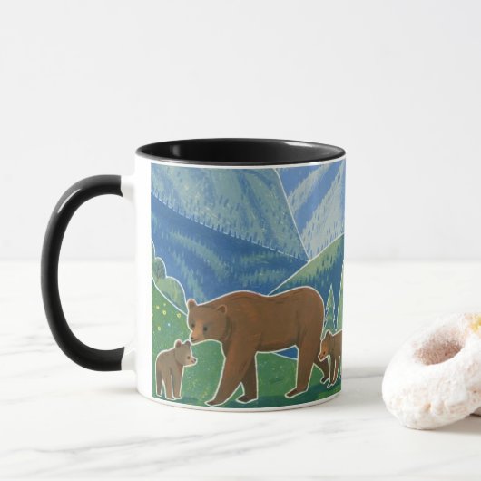Bärenfamilie im Tal Becher Tasse (Mit Donut)