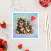 Bärenfamilie mit Herzballon Napkins - Umarmung Serviette (Beispiel)
