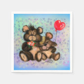 Bärenfamilie mit Herzballon Napkins - Umarmung Serviette (Vorderseite)