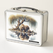 Bärenfamilie neben einer ruhigen Straße Metall Brotdose (Vorderseite)