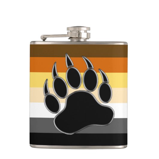 Bärenfarben Silver Black Paw Flachmann (Vorderseite)