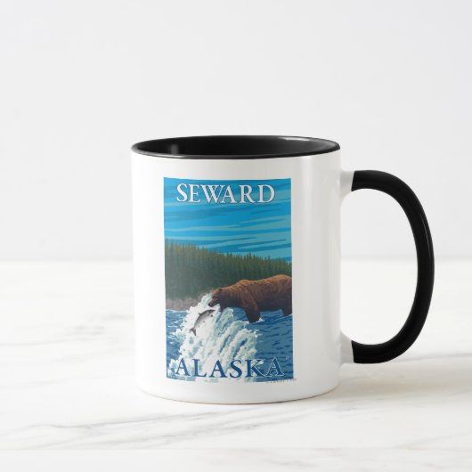 Bärenfischen in Fluss - Seward, Alaska Tasse (Rechts)