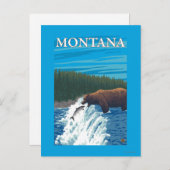 Bärenfischerei im Fluss - Montana Postkarte (Vorne/Hinten)