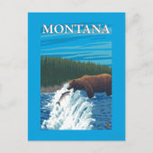 Bärenfischerei im Fluss - Montana Postkarte (Vorderseite)