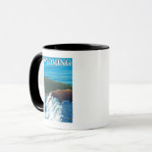Bärenfischerei im Fluss - Wyoming Tasse (Vorderseite Links)