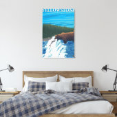 Bärenfischerei im Fluss - Yellowstone National Leinwanddruck (Insitu (Schlafzimmer))
