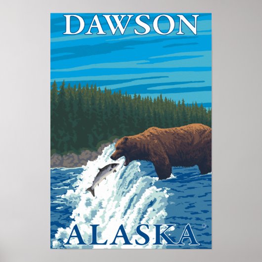 Bärenfischerei in Fluss - Dawson, Alaska Poster (Vorne)