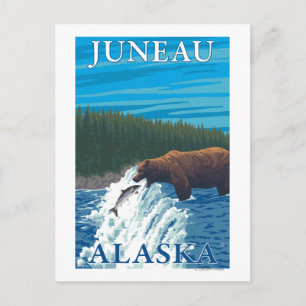 Bärenfischerei in Fluss - Juneau, Alaska Postkarte
