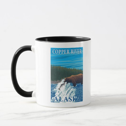 Bärenfischerei in Fluss - Kupfer Fluss, Alaska Tasse (Links)