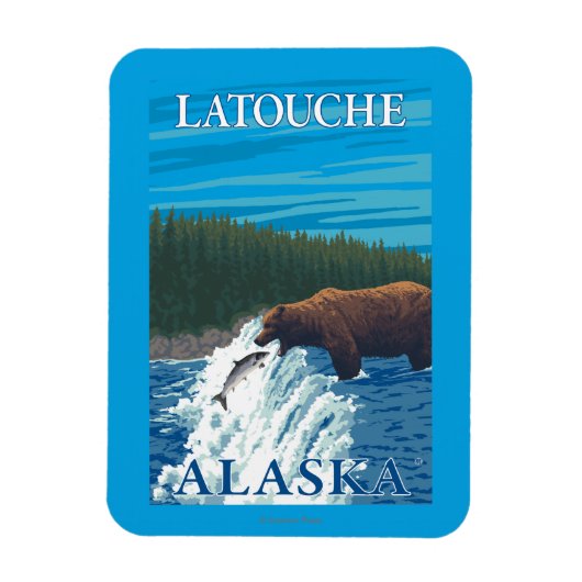 Bärenfischerei in Fluss - Latouche, Alaska Magnet (Vertikal)
