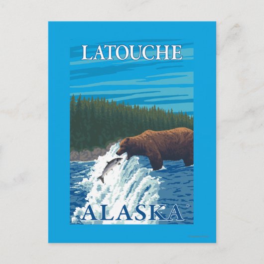 Bärenfischerei in Fluss - Latouche, Alaska Postkarte (Vorderseite)