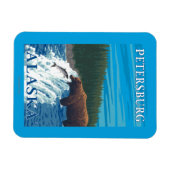 Bärenfischerei in Fluss - Petersburg, Alaska Magnet (Horizontal)