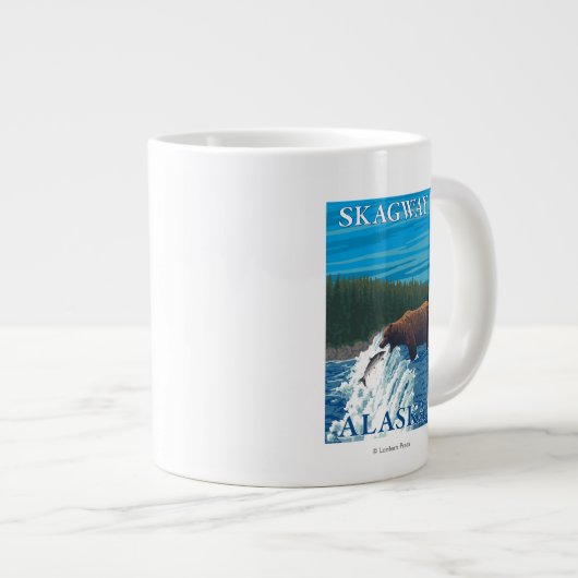 Bärenfischerei in Fluss - Skagway, Alaska Jumbo-Tasse (Vorderseite Rechts)