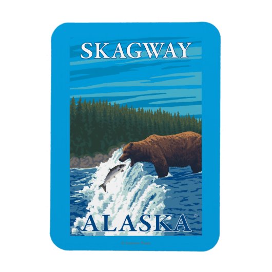 Bärenfischerei in Fluss - Skagway, Alaska Magnet (Vertikal)