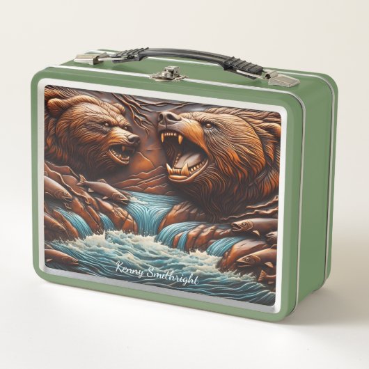 Bärenfischerei in freier Wildbahn Metall Brotdose (Vorderseite)