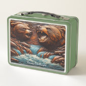 Bärenfischerei in freier Wildbahn Metall Brotdose (Rückseite)