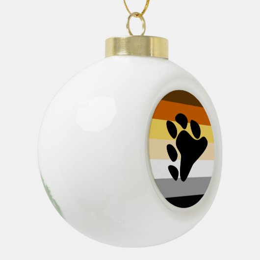 Bärenflagge mit Paw Keramik Kugel-Ornament (Links)