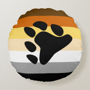Bärenflagge mit Paw Rundes Kissen