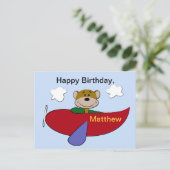Bärenflugzeug Geburtstag Postkarte (Stehend Vorderseite)