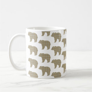 Bärenform Kariert Beige Braun Hütte Core Kaffeetasse