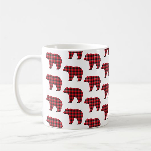 Bärenförmiges Karomuster Rot Schwarz Buffalo Kaffeetasse (Links)