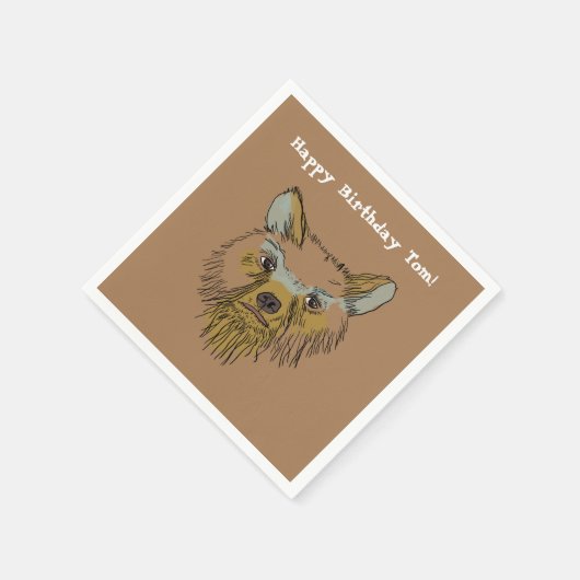 Bärenfront Zeichne Geburtstagskamera Serviette (Ecke)