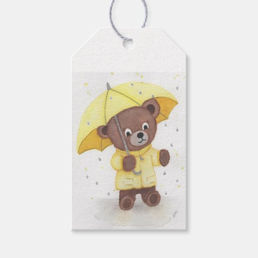 Bärenfuß im Regen Geschenkanhänger (Vorderseite)