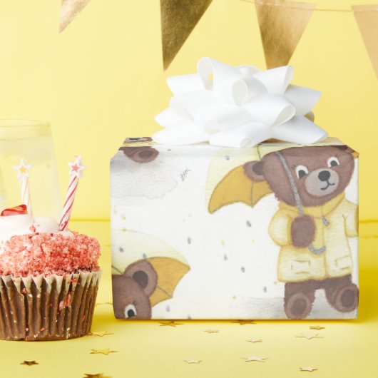 Bärenfuß im Regen Geschenkpapier (Geburtstagsparty)