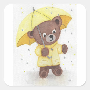 Bärenfuß im Regen Quadratischer Aufkleber