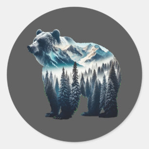 Bärengebirge und Wälder Runder Aufkleber