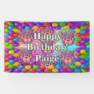 Bärengebläse Personalisierter Charakter Geburtstag Banner