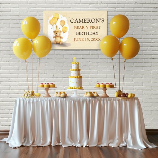 Bärengeschlecht erster Geburtstag neutraler Gelbbb Banner
