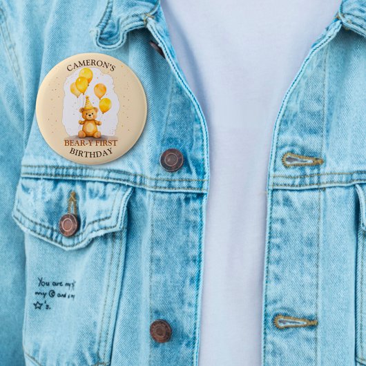 Bärengeschlecht erster Geburtstag neutraler Gelbbb Button