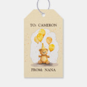 Bärengeschlecht erster Geburtstag neutraler Gelbbb Geschenkanhänger (Rückseite)