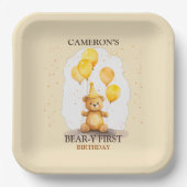 Bärengeschlecht erster Geburtstag neutraler Gelbbb Pappteller (Vorderseite)