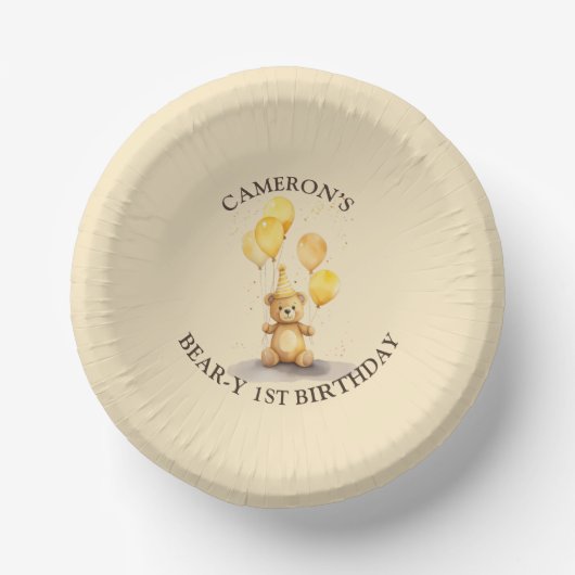 Bärengeschlecht erster Geburtstag neutraler Gelbbb Pappteller (Vorderseite)