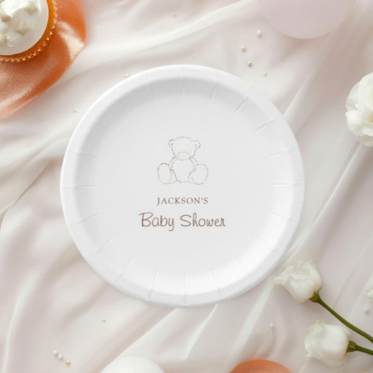 Bärengeschlecht - neutrale Minimalistische Babydus Pappteller